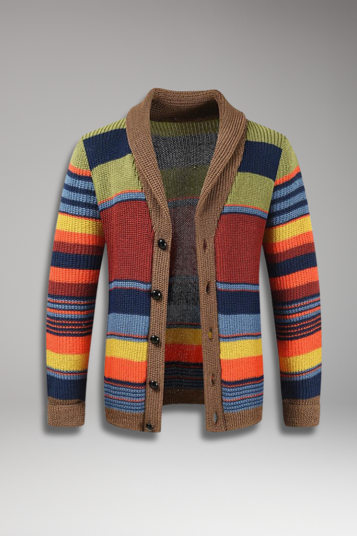 Men's Sweater Jacket with Lapel and Buttons