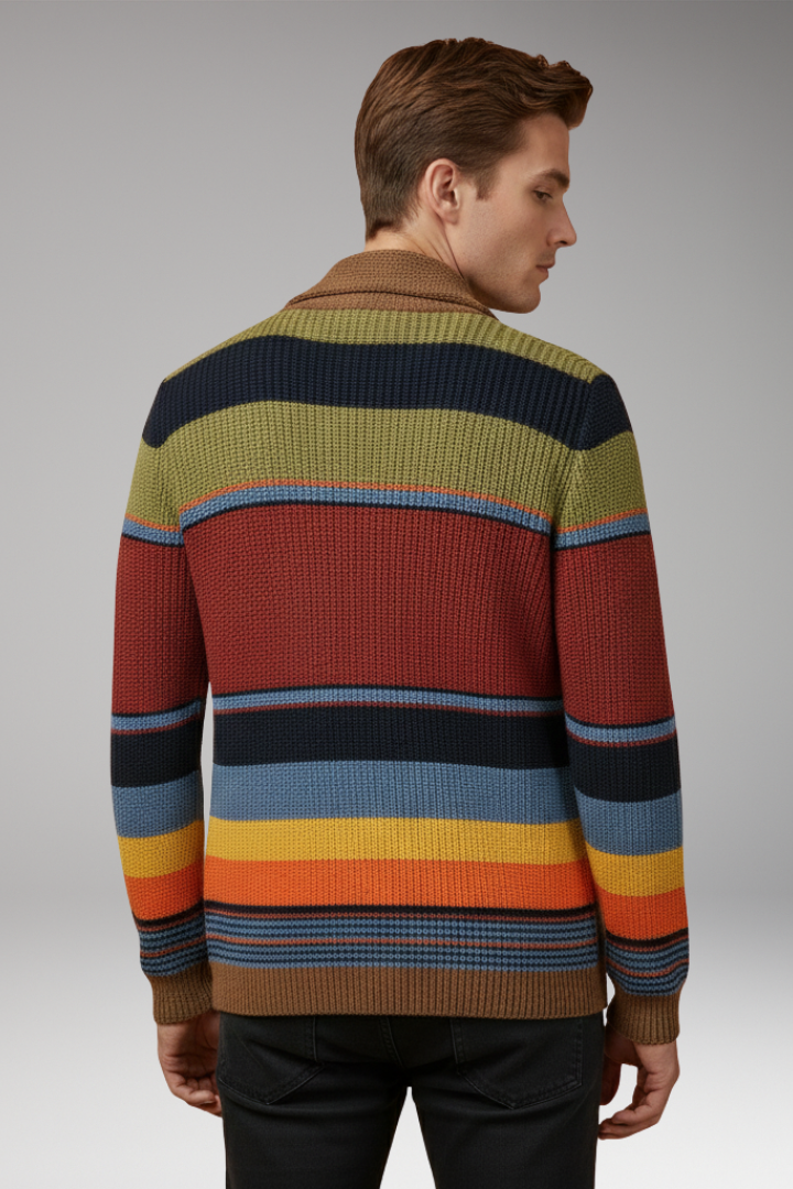 Men's Sweater Jacket with Lapel and Buttons