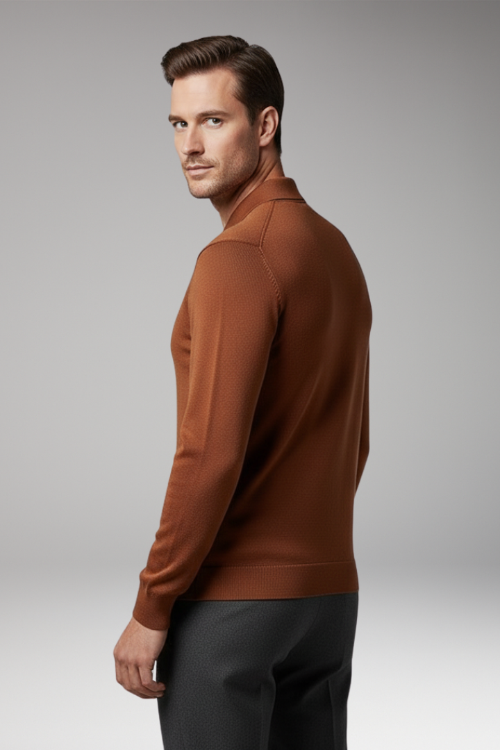 Men's Quarter-Zip polo Sweater with Ribbed Surface