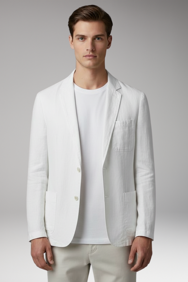 Men's Blazer Jacket with Button Closure and Front Pockets