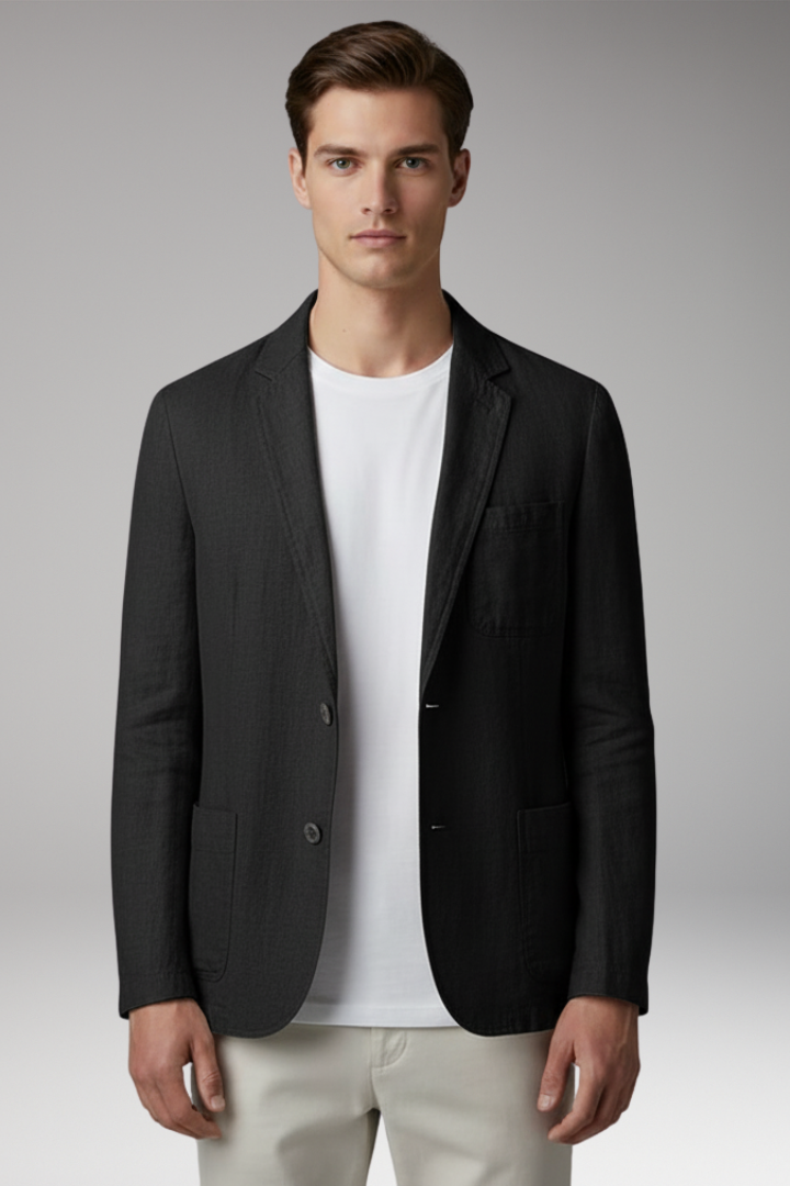 Men's Blazer Jacket with Button Closure and Front Pockets