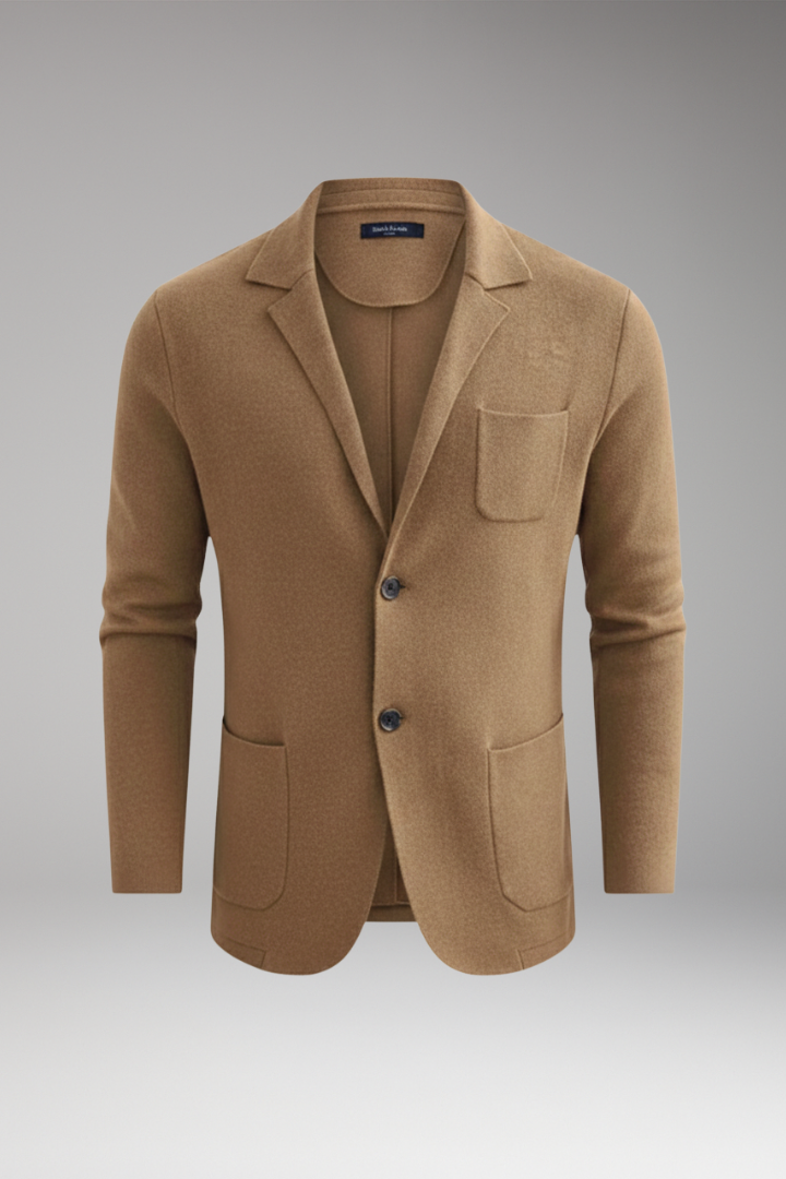 Men's Blazer with Lapel Collar and Front Closure