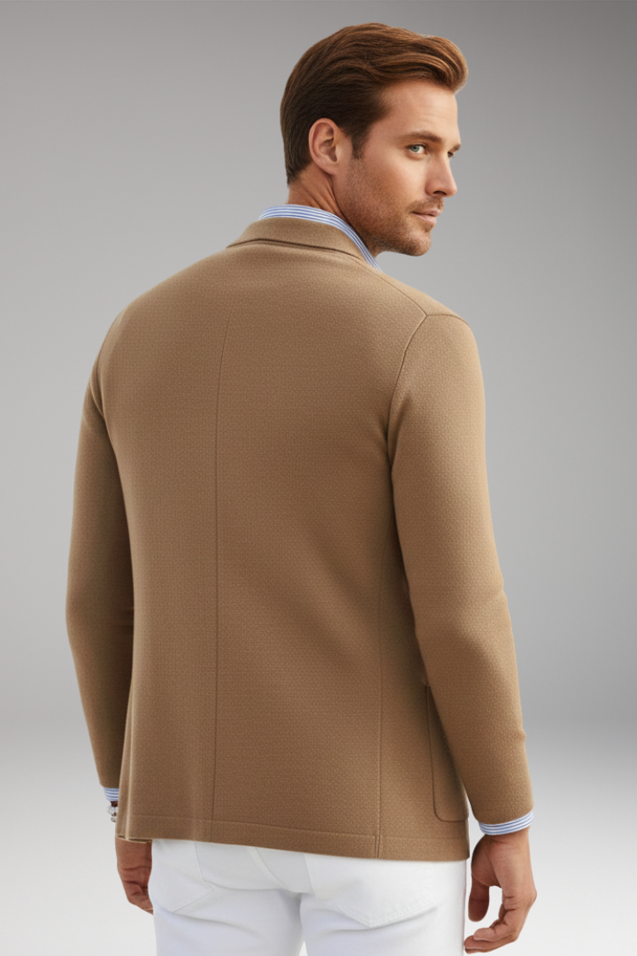 Men's Blazer with Lapel Collar and Front Closure