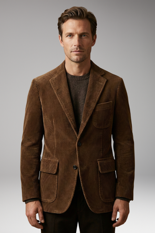 Men's Blazer with Notch Lapel and Buttons