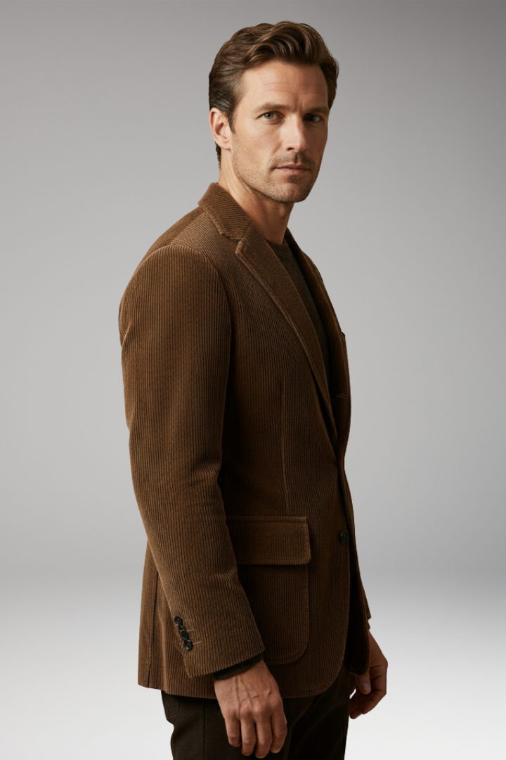 Men's Blazer with Notch Lapel and Buttons