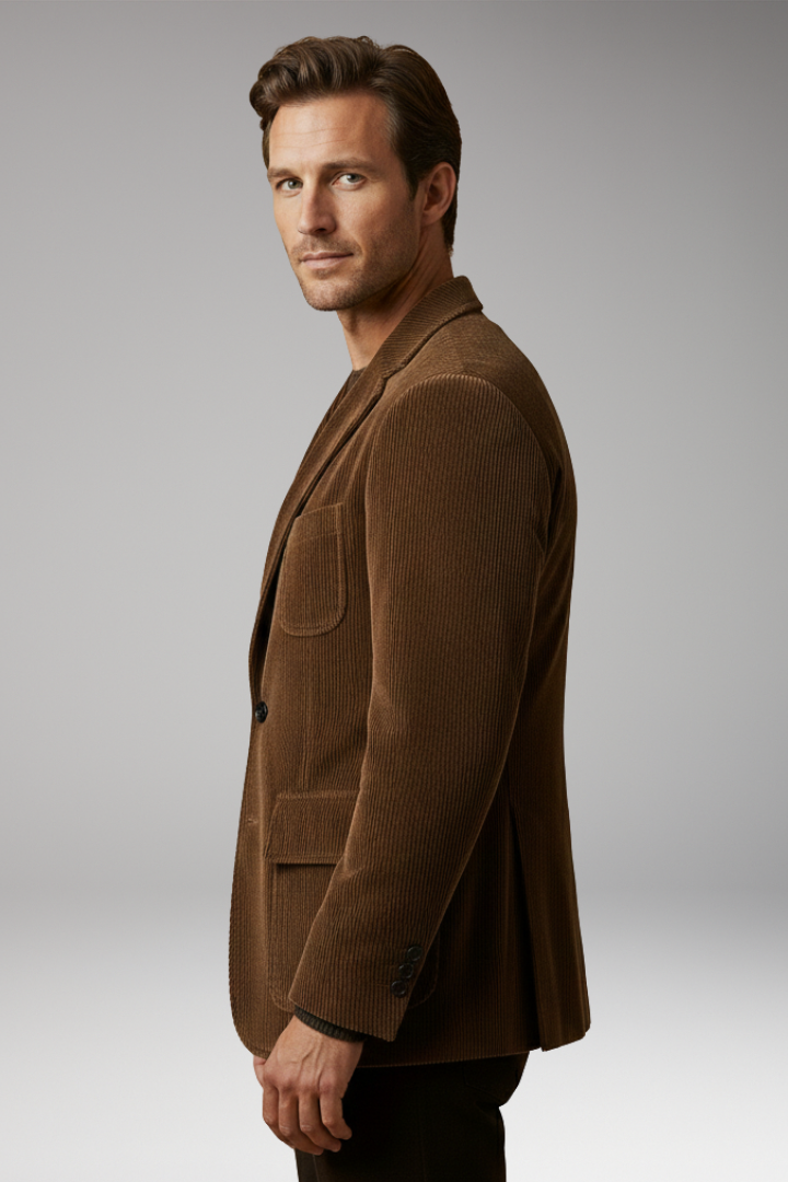 Men's Blazer with Notch Lapel and Buttons