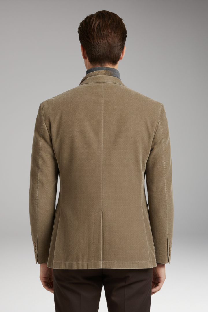 Men's Blazer with Notched Lapel and Corduroy Surface