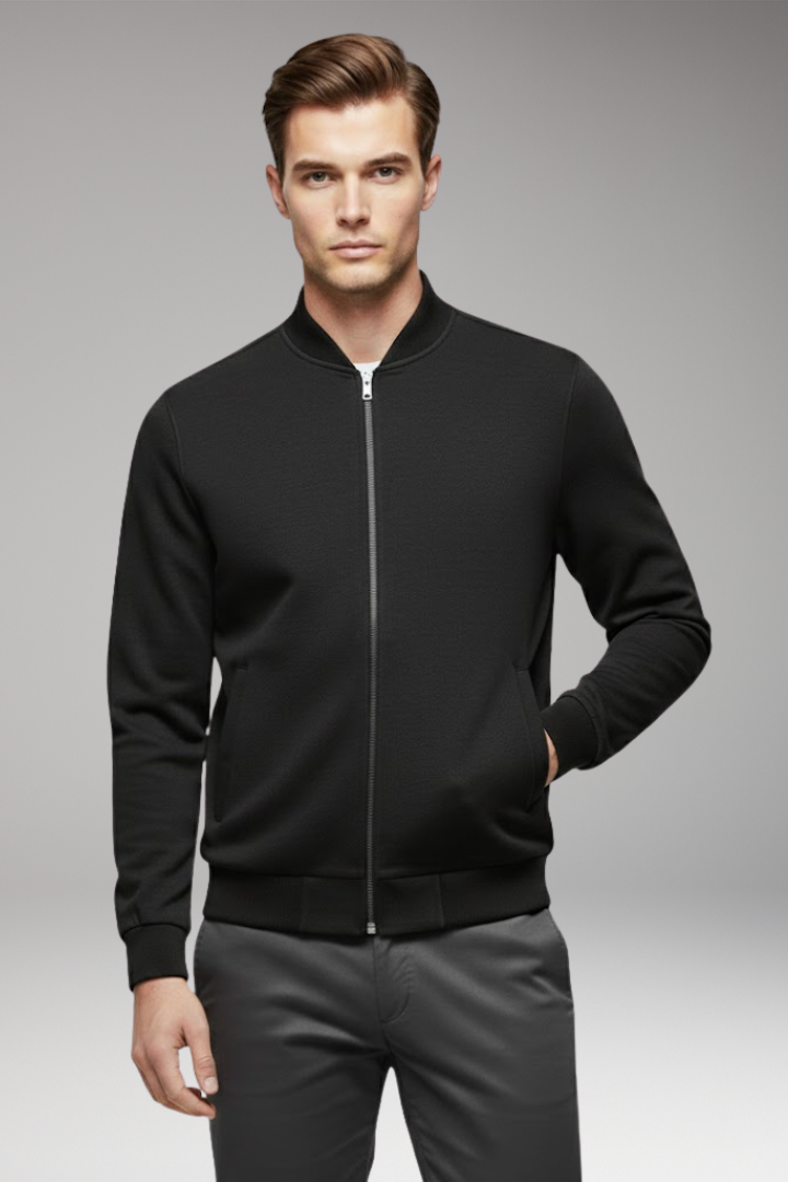 Men's Bomber Jacket with High Closing Collar
