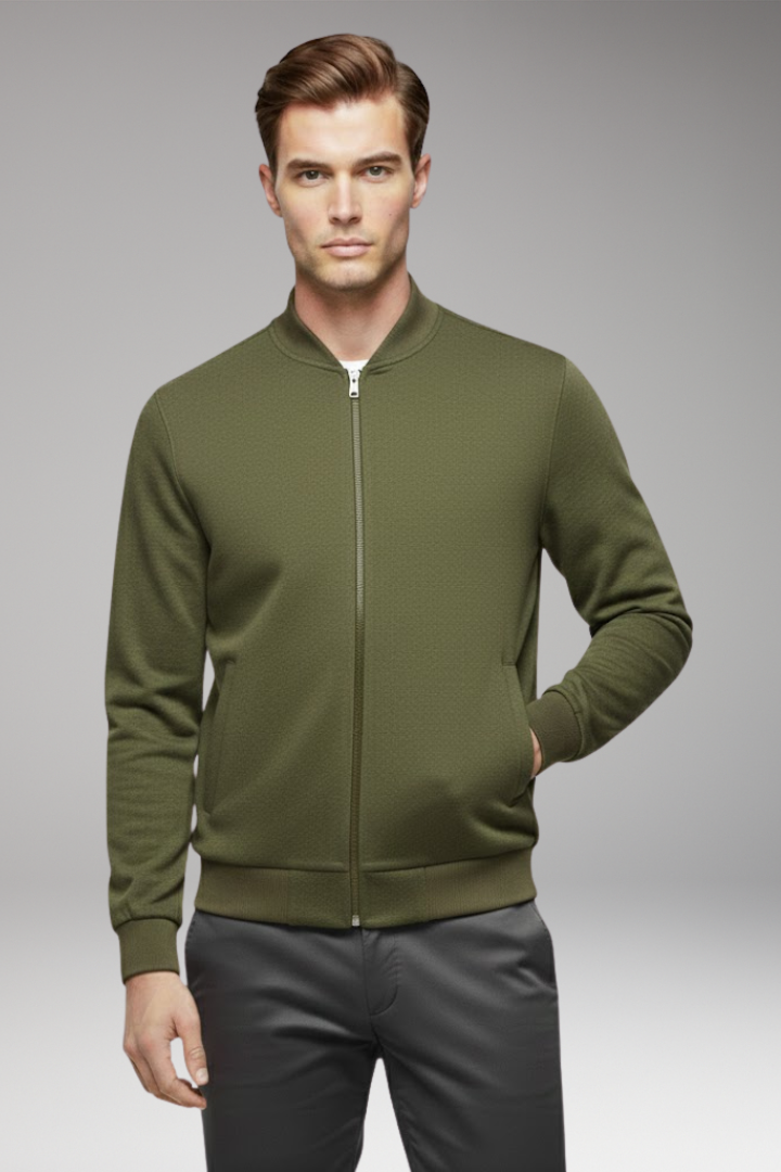 Men's Bomber Jacket with High Closing Collar