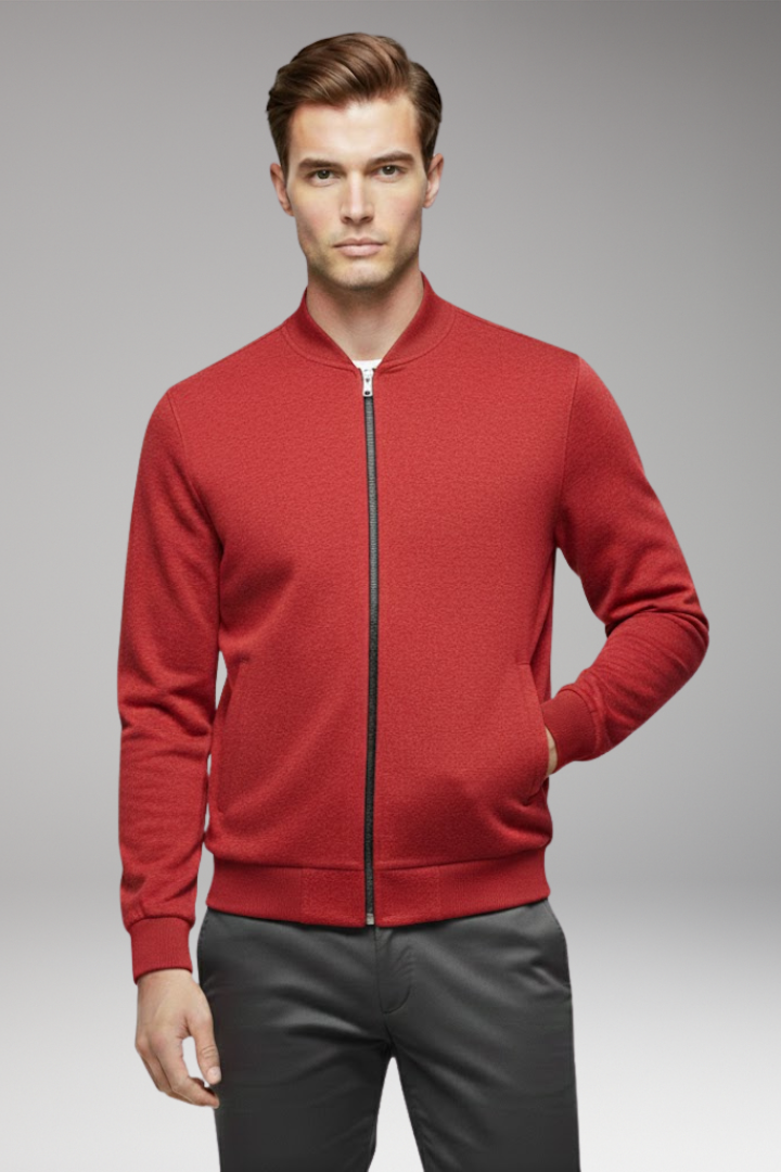 Men's Bomber Jacket with High Closing Collar