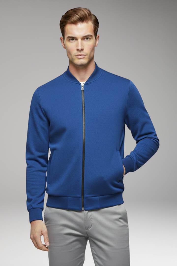 Men's Bomber Jacket with High Closing Collar