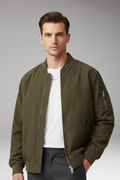 Men's Bomber Jacket with Zipper and Side Pockets