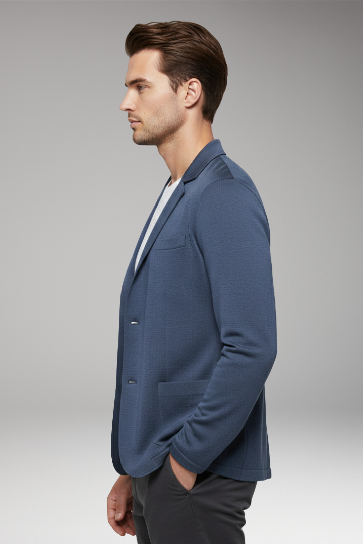 Men's Cardigan Blazer with Notched Collar and Button Closure