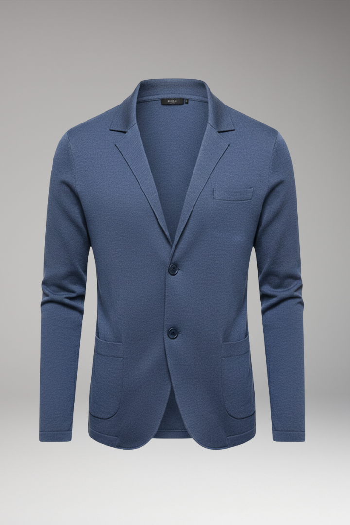 Men's Cardigan Blazer with Notched Collar and Button Closure