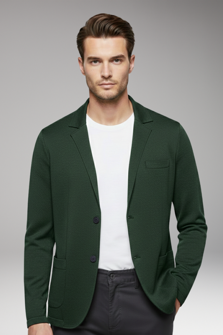 Men's Cardigan Blazer with Notched Collar and Button Closure