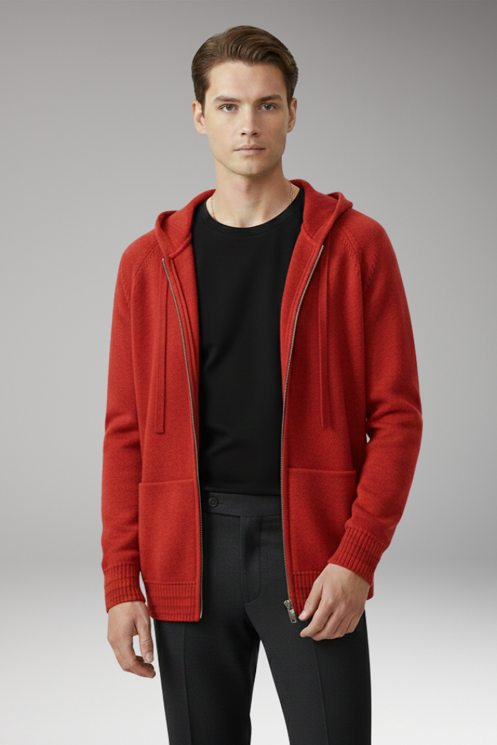 Men's Cardigan Jacket with Hood and Full Sleeves