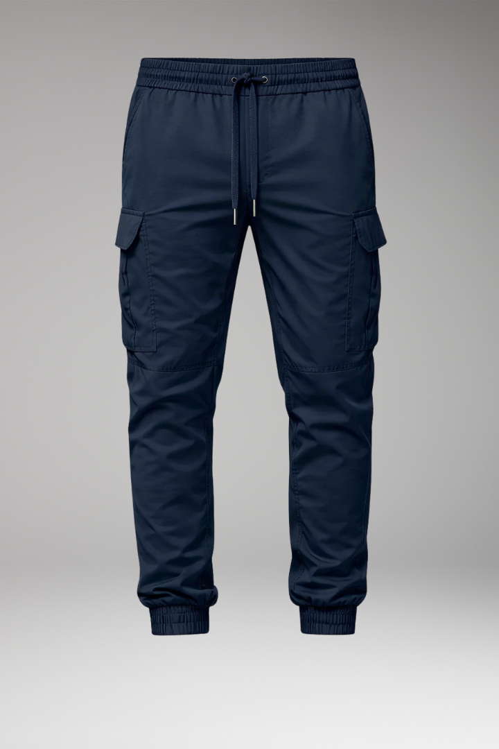 Men's Cargo Jogger Pants with Drawstring and Elasticated Hems