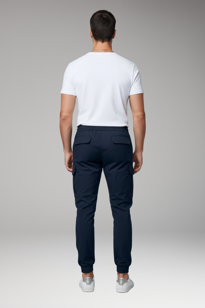 Men's Cargo Jogger Pants with Drawstring and Elasticated Hems