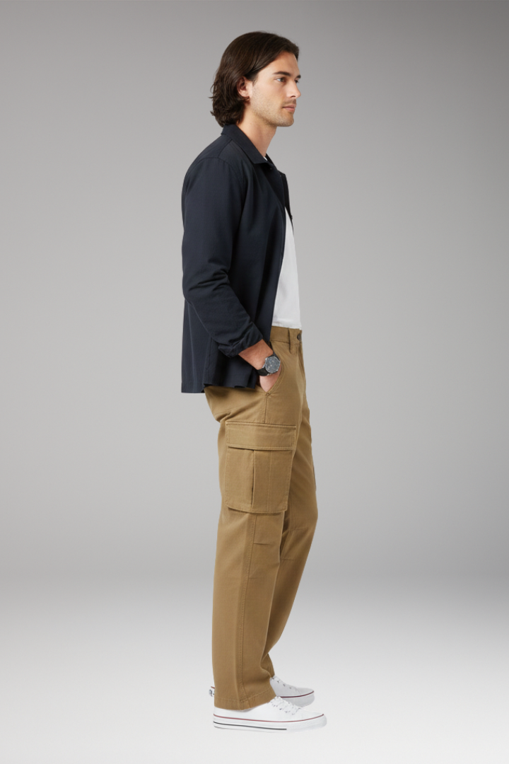 Men's Cargo Pants with Wide Legs and Pocket Design