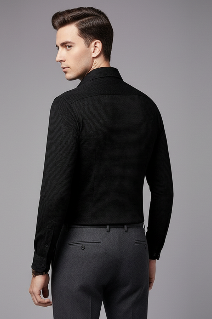 Men's Shirt with Button Closure and Textured Surface