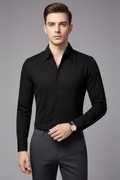 Men's Shirt with Button Closure and Textured Surface