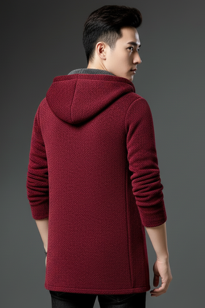 Men's Hooded Jacket with Lined Interior and Full Zip