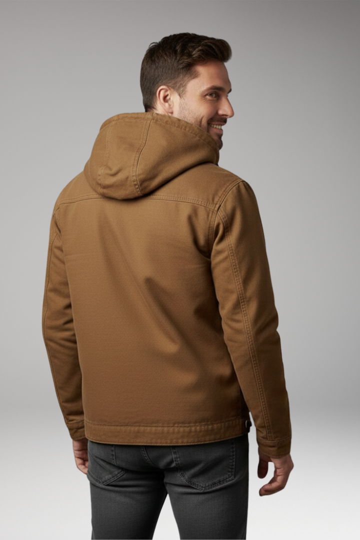 Men's Jacket with Hood and Zipper Closure