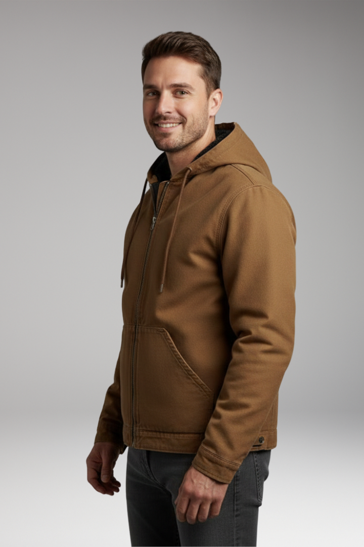 Men's Jacket with Hood and Zipper Closure