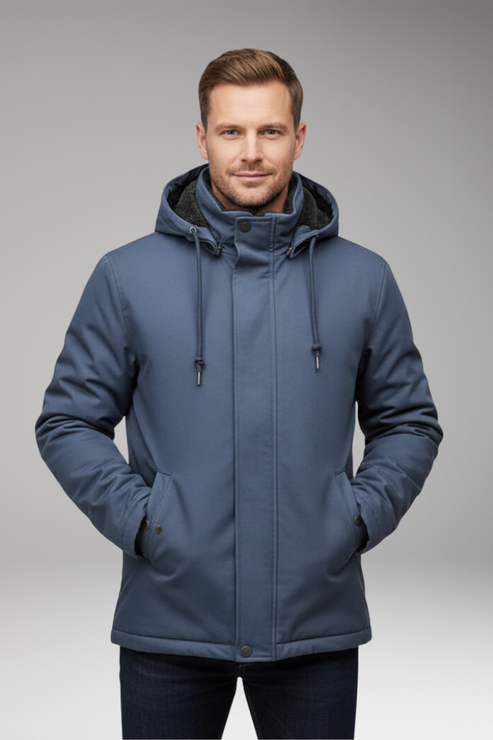 Men's Jacket with Hood and Zipper Closure