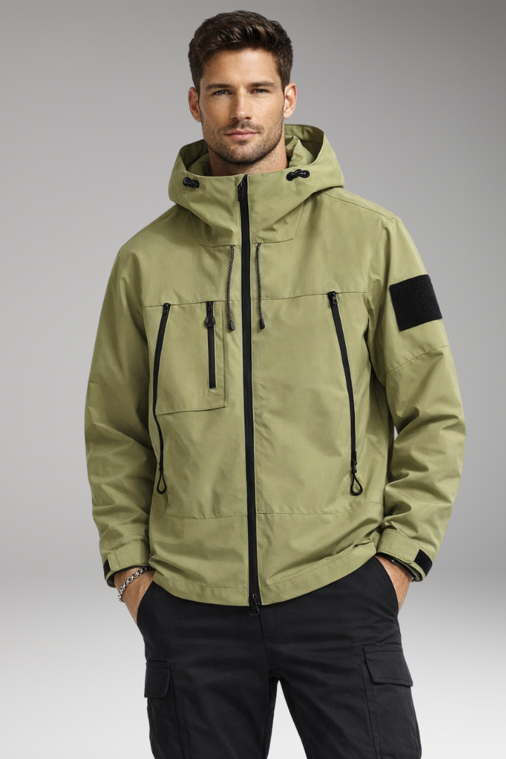 Men's Jacket with Hood and Zippered Pockets