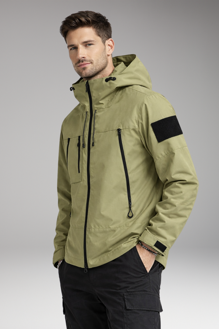 Men's Jacket with Hood and Zippered Pockets