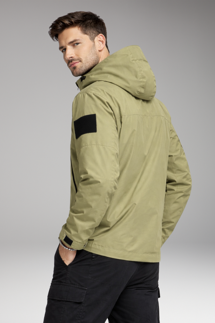 Men's Jacket with Hood and Zippered Pockets