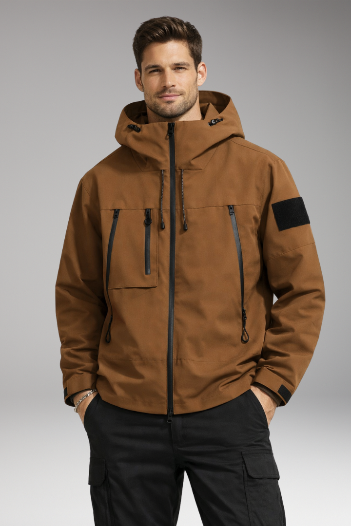Men's Jacket with Hood and Zippered Pockets