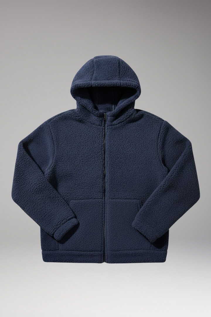 Men's Jacket with Hooded Neckline and Zipper Closure