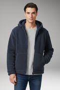 Men's Jacket with Hooded Neckline and Zipper Closure
