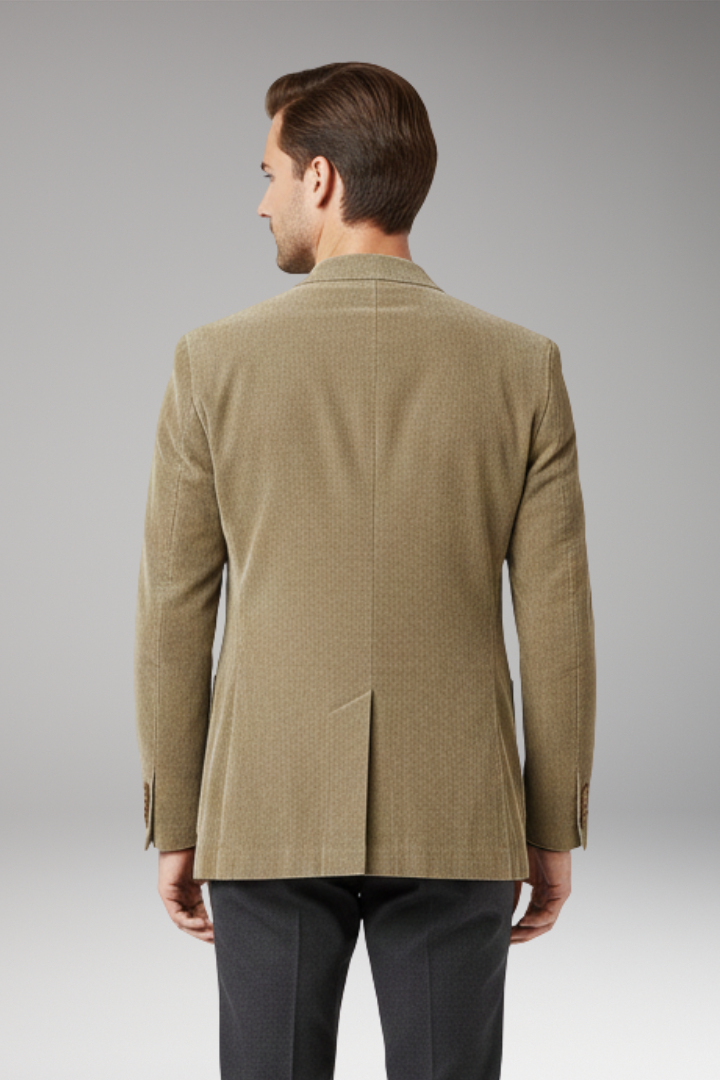 Men's Jacket with Notched Lapels and Two-Button Closure