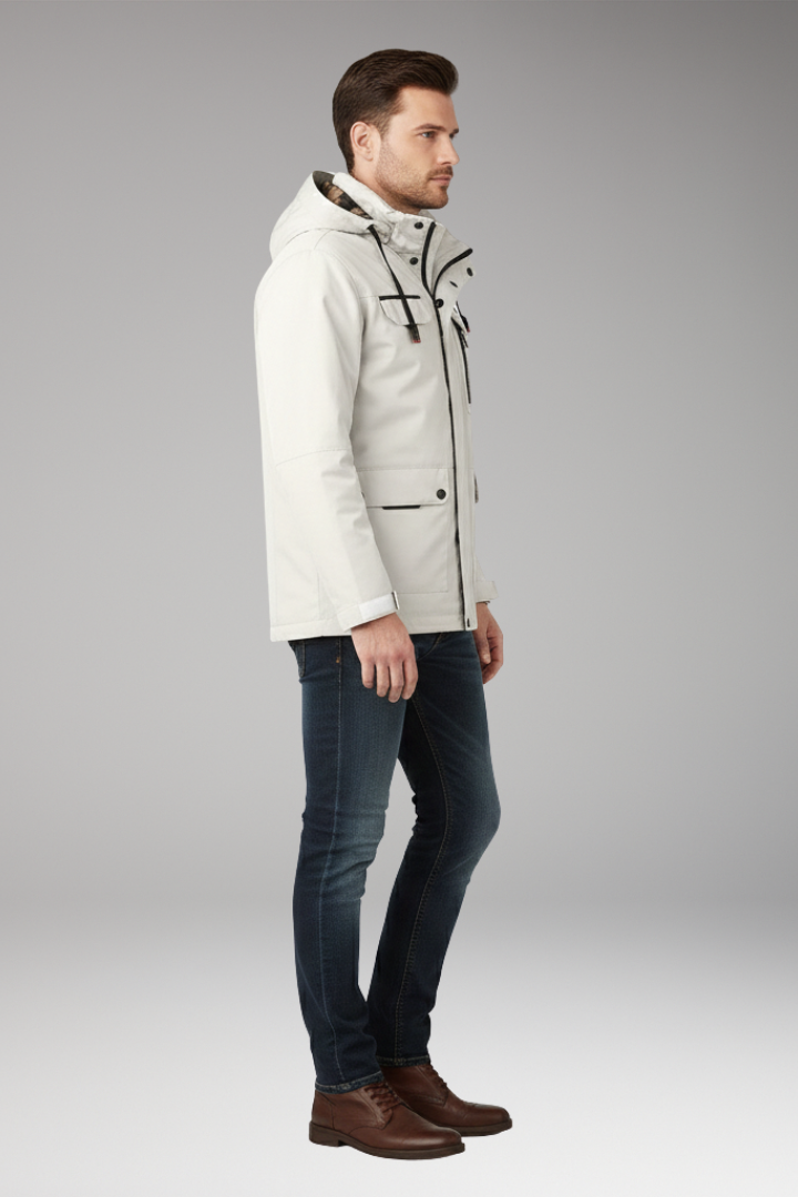 Men's Jacket with Stand Collar and Full Zip