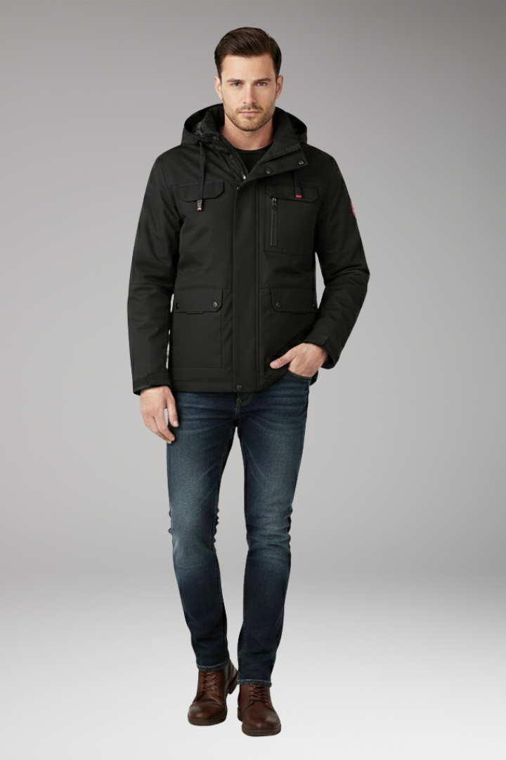 Men's Jacket with Stand Collar and Full Zip