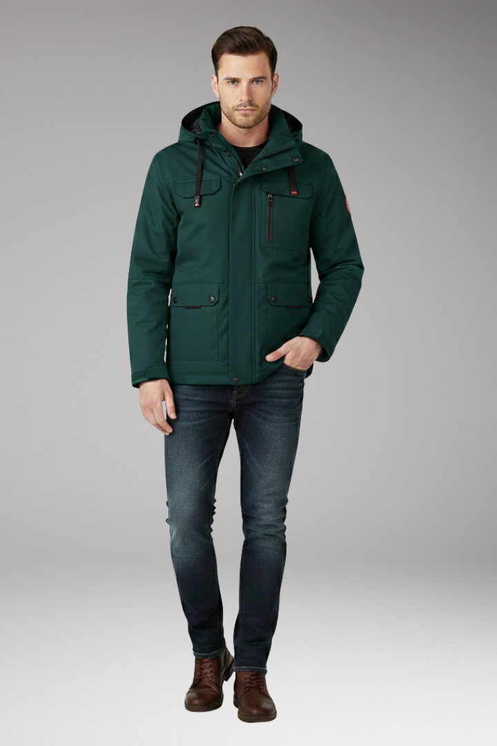 Men's Jacket with Stand Collar and Full Zip