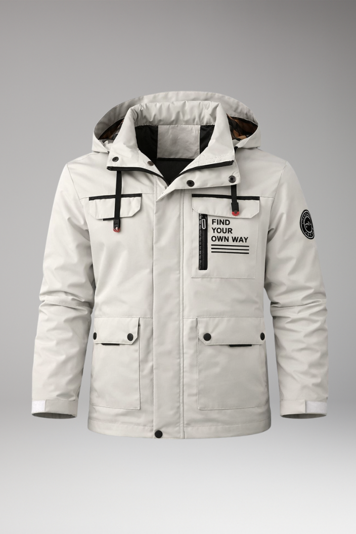 Men's Jacket with Stand Collar and Full Zip