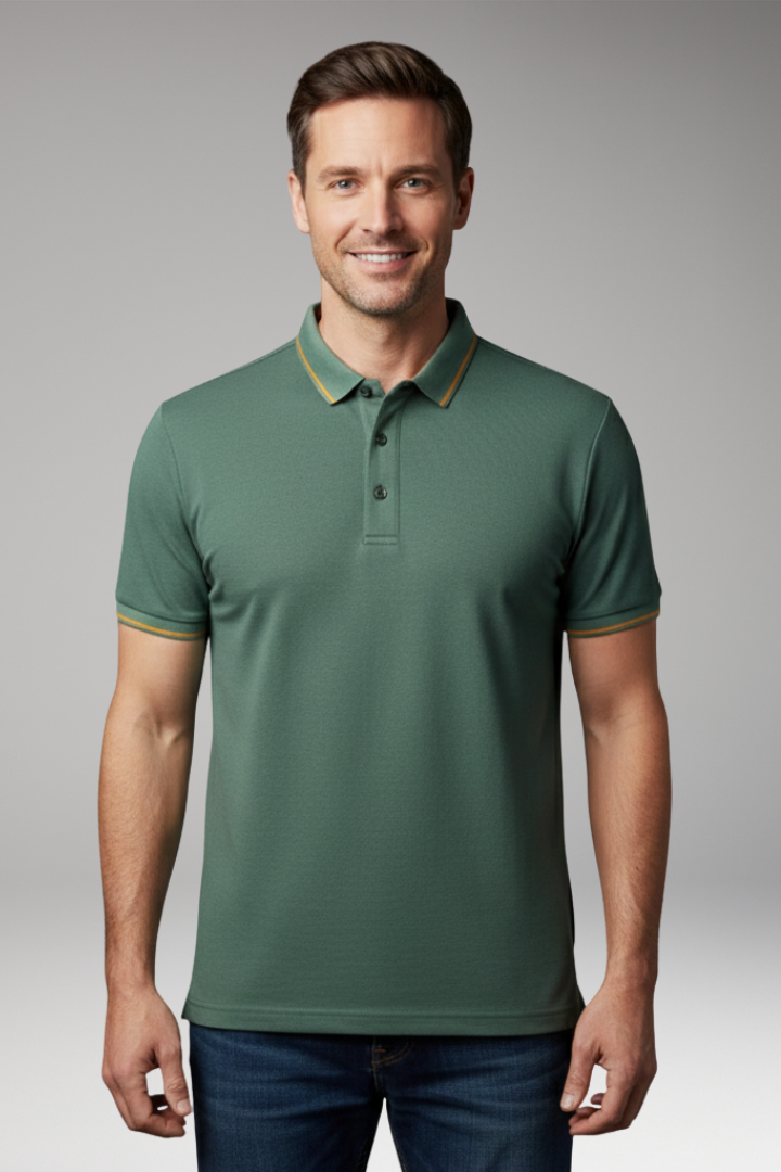 Men's Polo Shirt with Classic Collar and Button Placket