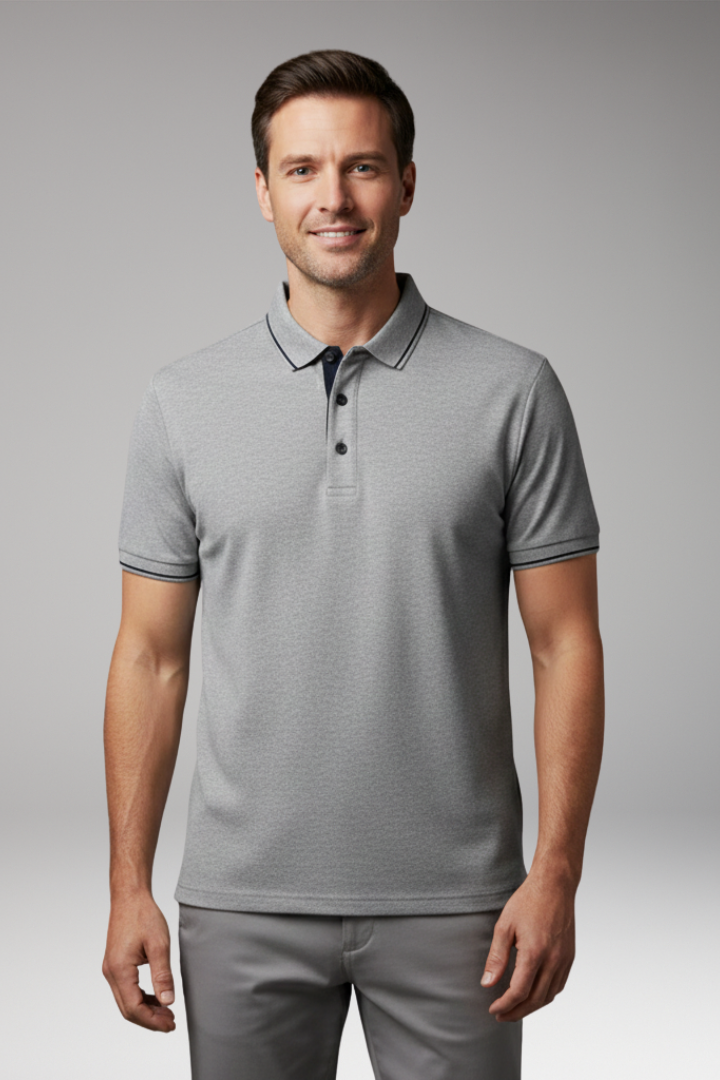 Men's Polo Shirt with Classic Collar and Button Placket