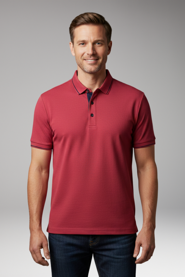 Men's Polo Shirt with Classic Collar and Button Placket