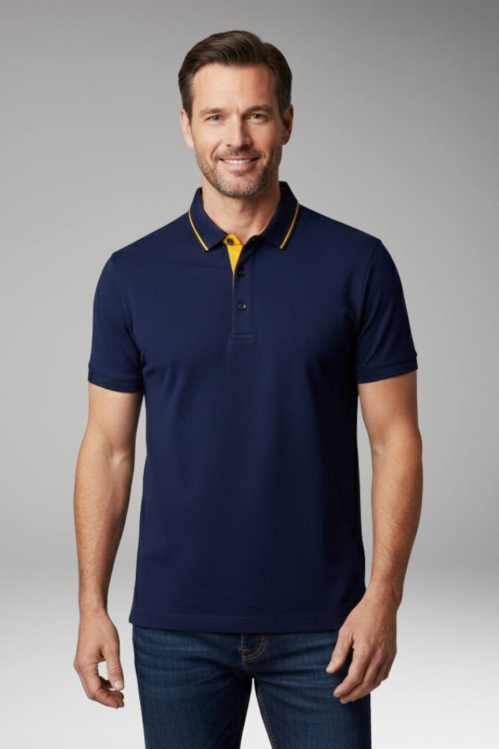 Men's Polo Shirt with Classic Collar and Button Placket