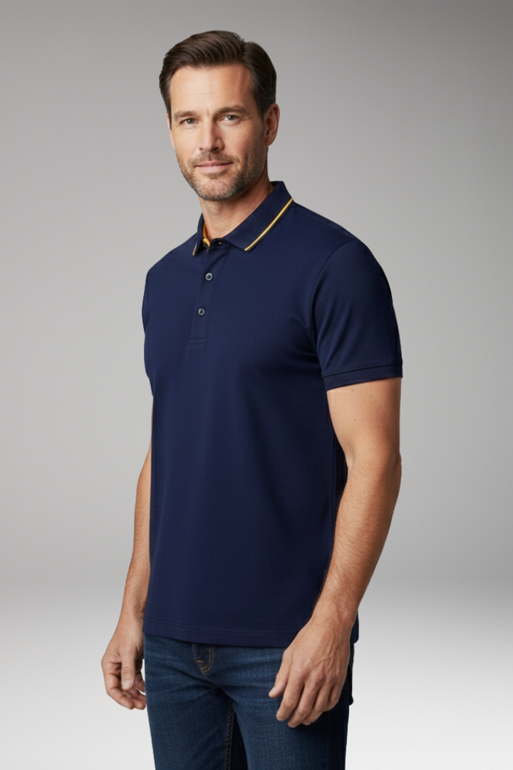 Men's Polo Shirt with Classic Collar and Button Placket