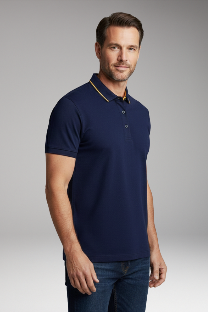 Men's Polo Shirt with Classic Collar and Button Placket