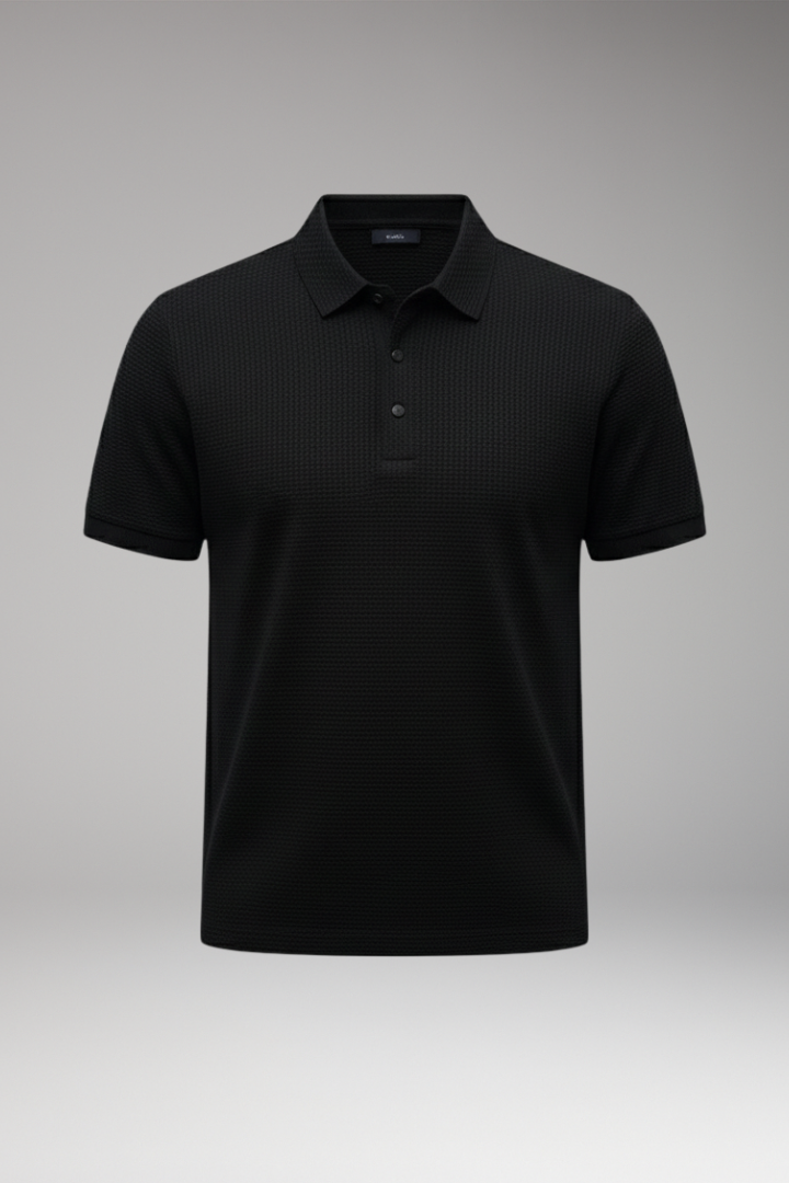 Men's Polo Shirt with Short Sleeves and Button Neckline