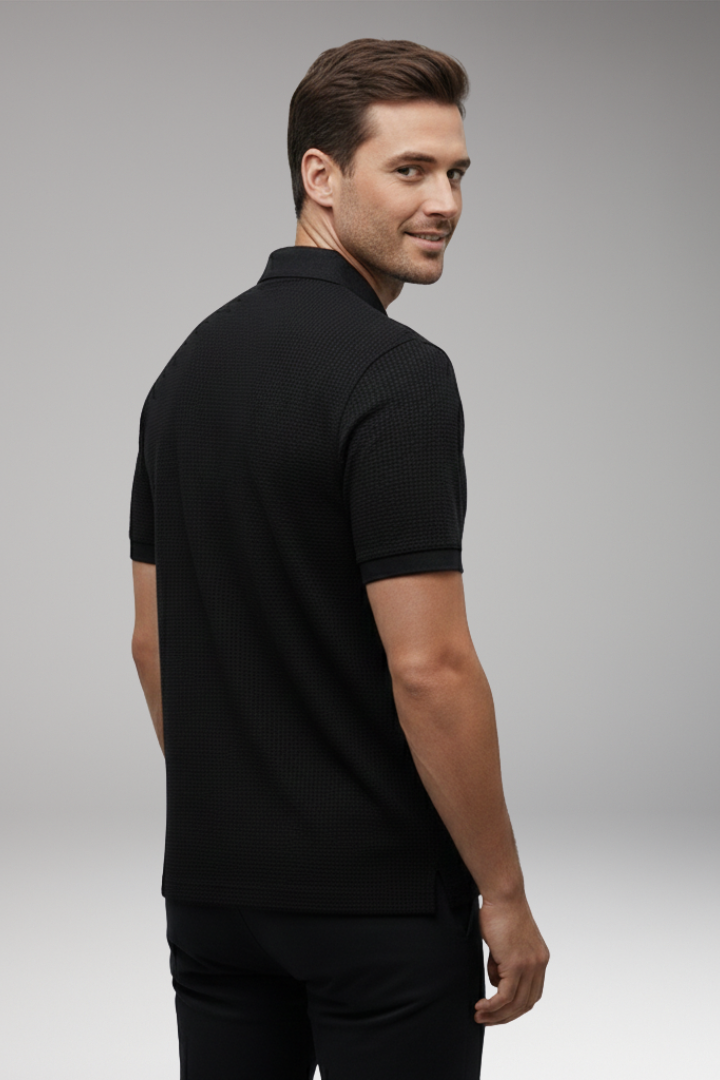 Men's Polo Shirt with Short Sleeves and Button Neckline