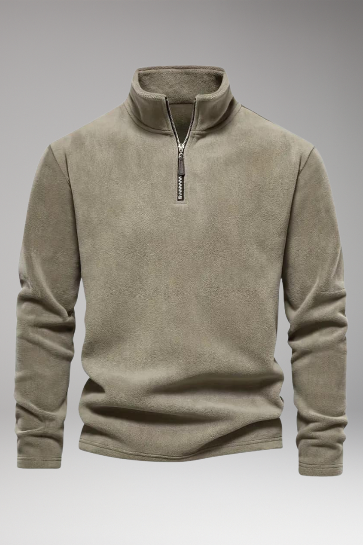 Men's Pullover with Zip Closure and Fleece Lining