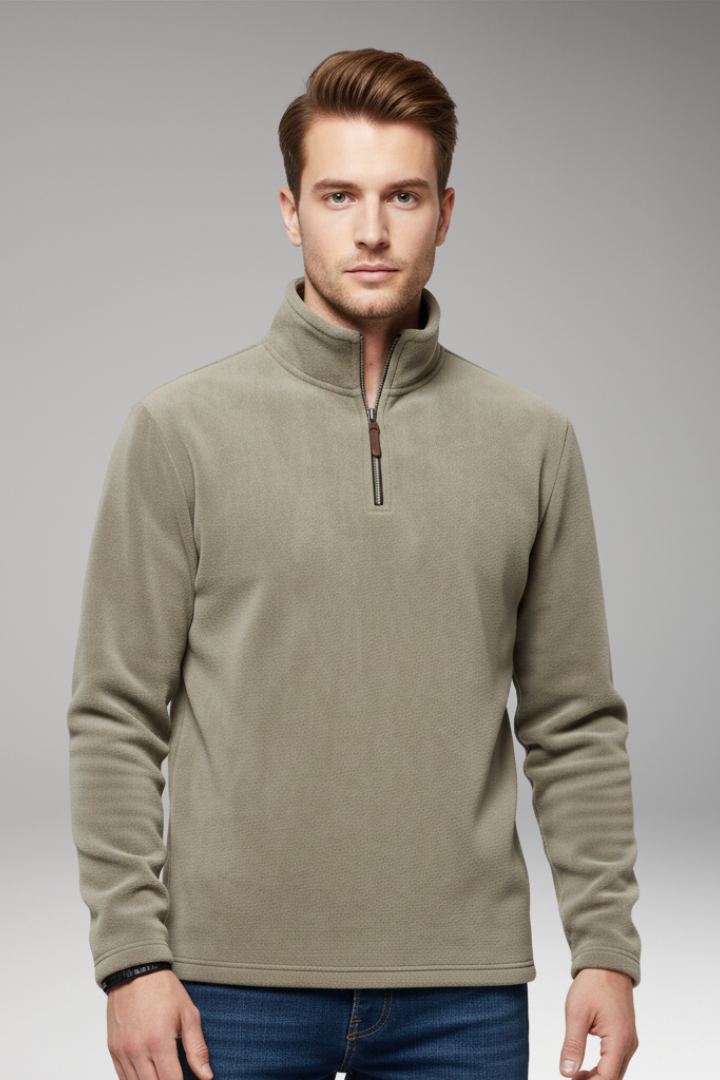 Men's Pullover with Zip Closure and Fleece Lining